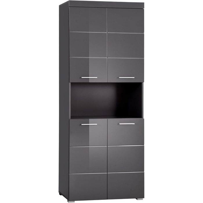 Високий шафа для ванної trendteam Amanda, 73x190x31 см, агавовий сірий глянець