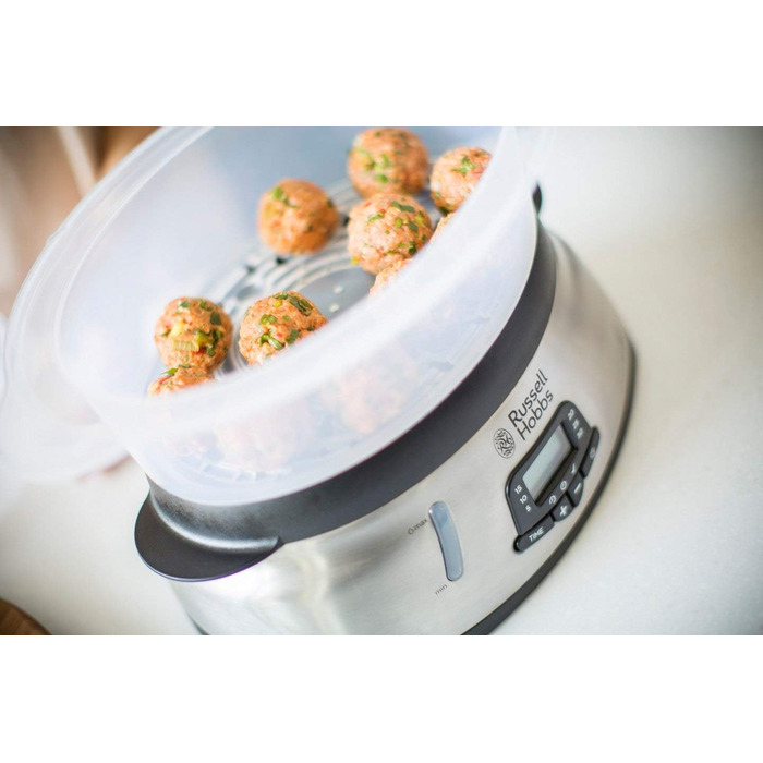 Рисівварка Russell Hobbs 19750-56 з функцією підігріву та парової обробки, антипригарне покриття, мірний стакан та ложка, скляна кришка