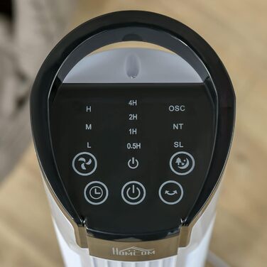 Турмовентилятор HOMCOM з дистанційним керуванням, осцилюючий, 78,5 см, 50 Вт, 3 режими, 3 швидкості, чорний+білий