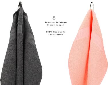 Комплект рушників Betz Palermo 6 шт: 2 банних 70x140 см, 4 рушники 50x100 см, сауна-рушник, антрацит/абрикос