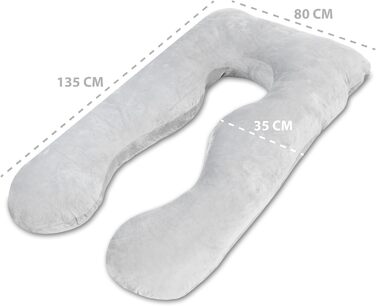 Подушка для вагітних та годування Totsy Baby XXL, U-подібна, 135 см, знімний чохол, сірий, ортопедична подушка для сну та підтримки