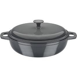 Жаровня GSW Grey Shadow з кришкою, чавунна, сіро-кремова, 30 см