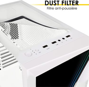 Ігровий корпус для ПК Empire Gaming Crystal, ARGB, середній Tower, ATX/Micro ATX/ITX, 3D-дзеркальний ефект, адресований RGB-вентилятор 120 мм, білий