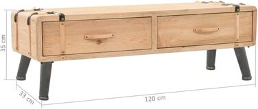 ТВ-тумба з масиву ялиці vidaXL, 120x33x35 см, низький телевізійний стіл, меблі для вітальні
