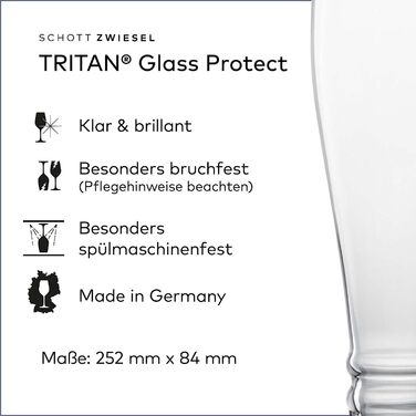 Пивні келихи SCHOTT ZWIESEL Bavaria для пшеничного пива, 0,5 л, набір 4 шт., тритан-кристал, німецьке виробництво, підходять для миття в посудомийній машині