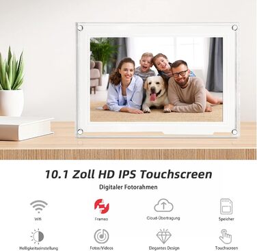 Цифровий фоторамка 10,1" з Wi-Fi, 32GB, IPS 1280 x 800, сенсорний екран, автоповорот, Frameo App