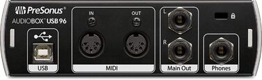 PreSonus AudioBox 96: USB аудіоінтерфейс для запису, стрімінгу та подкастингу (з Studio One Artist, Ableton Live Lite) - Чорний
