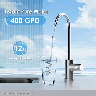 Waterdrop G2P600 Система фільтрації води зворотного осмосу, 8000 літрів, очищення 2:1, без баку, пом'якшувач води RO під мийку