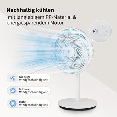 Вентилятор підлогово-настільний aeco AirX-Flow 100 з осциляцією 85° та 3 швидкостями, 55W