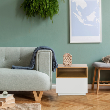 Приліжкова тумбочка MELMO 50x40x45 см білий/дуб hjh LIVING