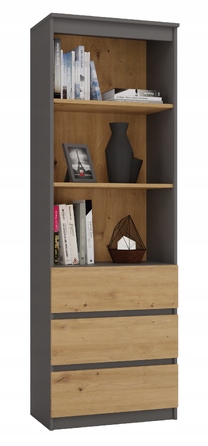 Стелаж TopEshop, антрацит, ламінована плита, 3 полиці та 3 шухляди, 180x60x35 см