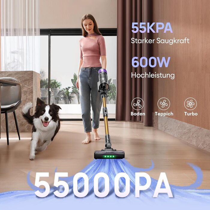 Бездротовий акумуляторний пилосос Ultenic U20: 55000Pa, 600W, 60хв, GreenEye, антинамотування, для твердих поверхонь та килимів