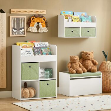 Дитяча іграшкова скриня SoBuy KMB80-W з подушкою, біла, 60x35x34 см - для зберігання іграшок та взуття