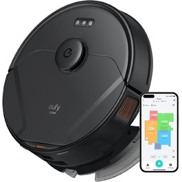 Робот-пилосос eufy X8 Pro з функцією вологого прибирання, Twin-Turbine 2×4000Па, щітка проти заплутування, лазерна навігація iPath, для глибокого очищення шерсті тварин з килимів і твердих підлог