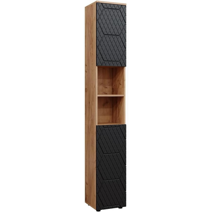 Шафа для ванної Vicco Irma, золота дубова/антрацит, 30x192 см, антрацит смугастий
