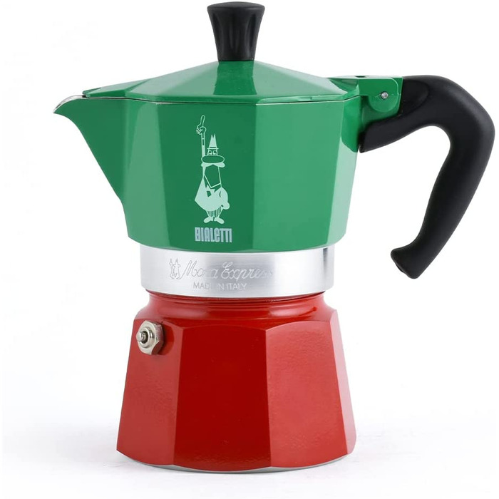 Bialetti Moka Express кавоварка для плити, 6 чашок, алюміній, срібляста, італійська гейзерна кавоварка