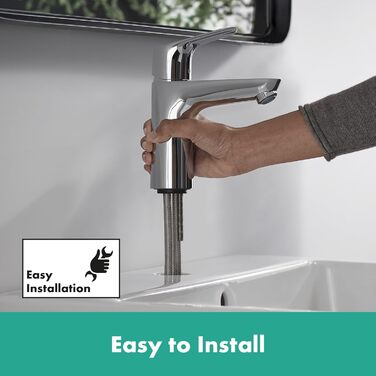 Змішувач для умивальника Hansgrohe Focus з висувним зливом, хром, 94 мм, EcoSmart