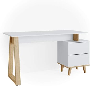 Письмовий стіл Vicco Nautica, білий/дуб, 138x60 см, з шухлядами, Г-подібний