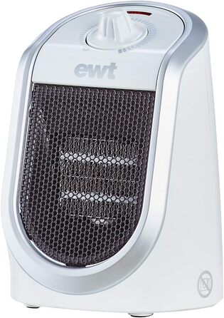 Керамічний обігрівач EWT DDF 250 Вт, настільний, з USB, термостатом, LED підсвічуванням і зарядкою для смартфона, білий