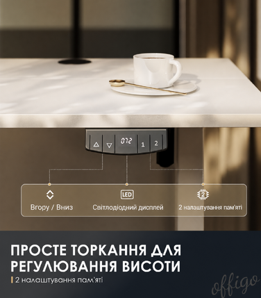 Електричний регульований стіл 180х80 см, ергономічний комп'ютерний стіл з пам'яттю, геймерський письмовий стіл для дому та офісу, білий