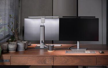 BenQ ScreenBar Pro LED лампа для монітора – безвідблисккове світло, автоматичне вмикання/вимикання, універсальна клямка, надширока підсвітка, регульована колірна температура та яскравість, автоматичне регулювання яскравості, чорний (сріблястий)