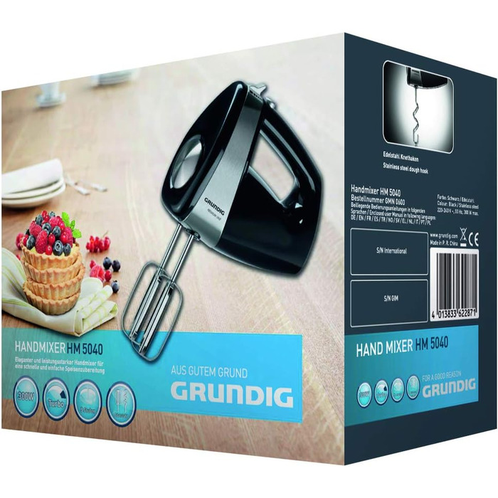 Набір: ручний міксер Grundig HM 5040 300 Вт чорний-сріблястий + тостер Philips HD2581/90 на 2 тости, 8 режимів, підставка для булочок, функція розморожування, автоматичне вимкнення, чорний