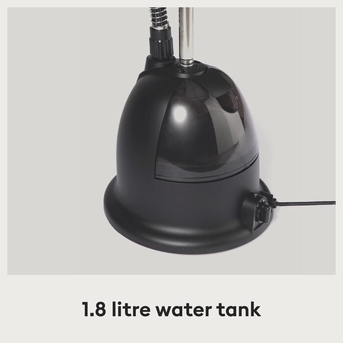 Вертикальний відпарювач Steamery Cumulus 1750W для дому, з вішалкою, захисною рукавичкою, 60 хвилин безперервного пару, видалення складок, чорний