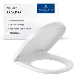 Сидіння для унітаза Villeroy & Boch O.novo D-подібне, біле (Alpin), з мікроліфтом SoftClose, знімне, матеріал Duroplast, 9M38S101