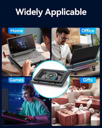 Ігровий охолоджувач для ноутбука llano V12 RGB Cooling Pad, підставка з вентиляторами, чорний