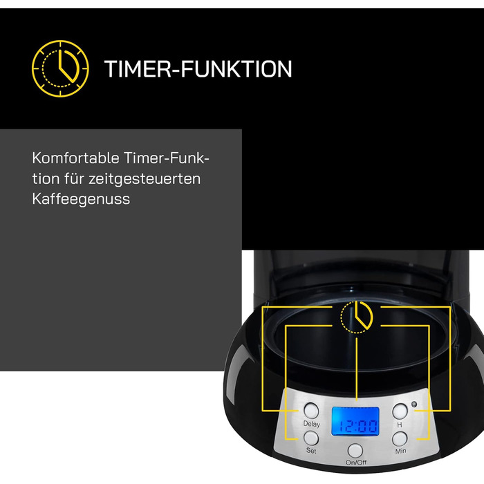 Кавоварка GUTFELS COFFEE 3300 C фільтраційна, 15 чашок, 1x4, з таймером, підтримкою тепла, 1080 Вт, LED-дисплей