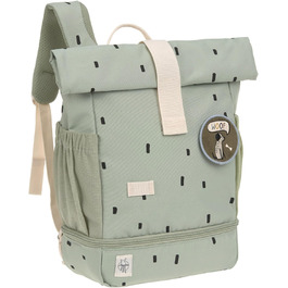 Дитячий рюкзак LÄSSIG Rolltop з нагрудним ременем, водостійкий, 11 л, оливковий, Happy Prints
