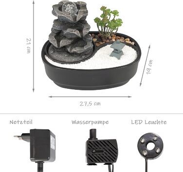 Настільний фонтан LEMODO зі скляною кулею та LED-підсвіткою, декоративний водоспад для дому та Zen-саду, інтер'єрний фонтан-скеля