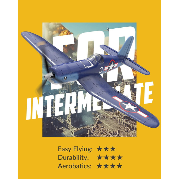 Радіокерований літак Volantexrc F4U Corsair V2 RTF 2.4GHz з USB зарядкою – для початківців, паркфлаєрів, легких польотів