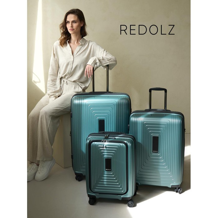 Валіза для подорожей REDOLZ L, розширювана, пластикова (Hartschalen), перламутрово-зелений металік
