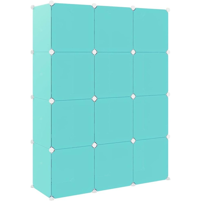Дитяча шафа модульна vidaXL з 12 кубиками, зелена, PP, 110x36,5x143,5 см, органайзер для іграшок та одягу зі сталевим каркасом