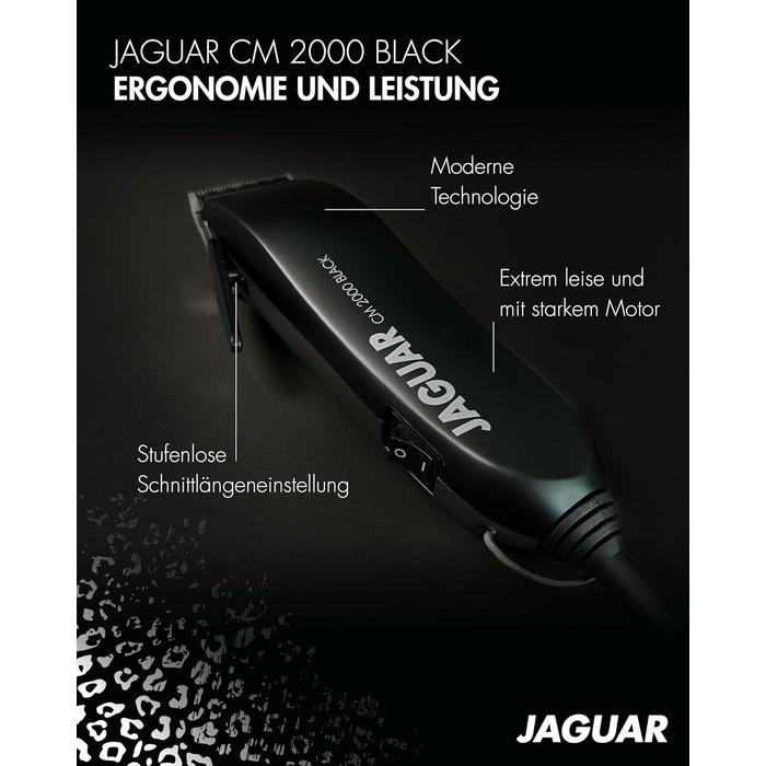 Професійна машинка для стрижки волосся JAGUAR CM 2000, чорна, мережа, швидкознімна, насадки