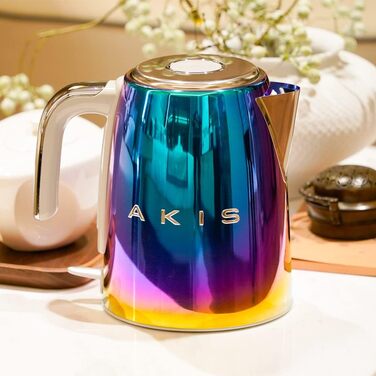 Електрочайник AKIS La Fête Design з нержавіючої сталі 1,7 л, 2400 Вт, з фільтром від накипу, райдужний колір