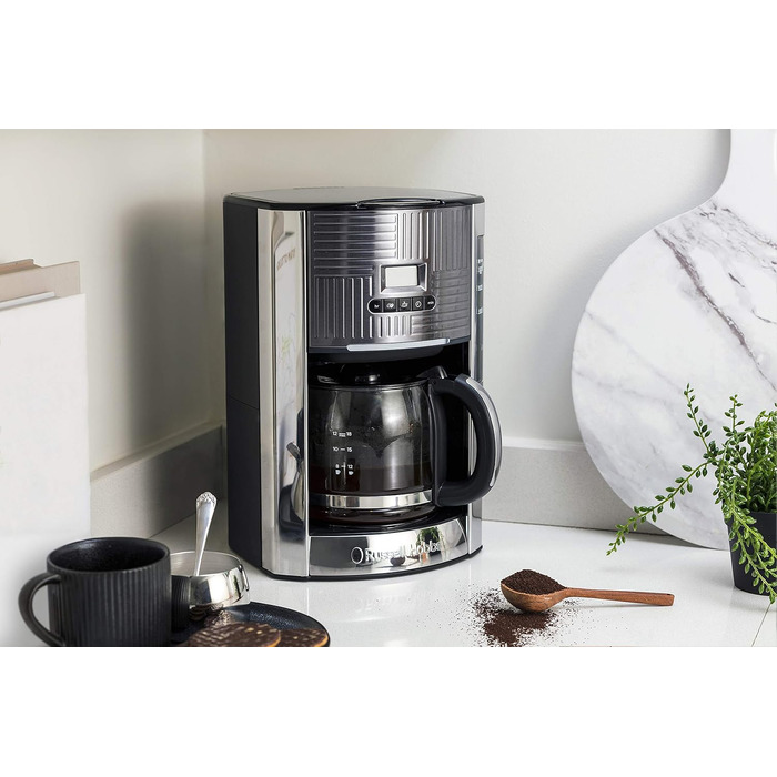 Тостер Russell Hobbs Geo Edelstahl Grau на 2 тости, нержавіюча сталь, сірий - широкі слоти, підставка для булочок, 6 режимів, розморожування, підігрів, 1640 Вт