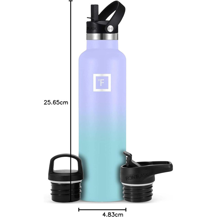 Термофляга IRON °FLASK Edelstahl 710 мл, Cotton Candy: Металева пляшка для води з 3 кришками, ізольована, не протікає, для спорту, школи, фітнесу, кемпінгу (з соломинкою)