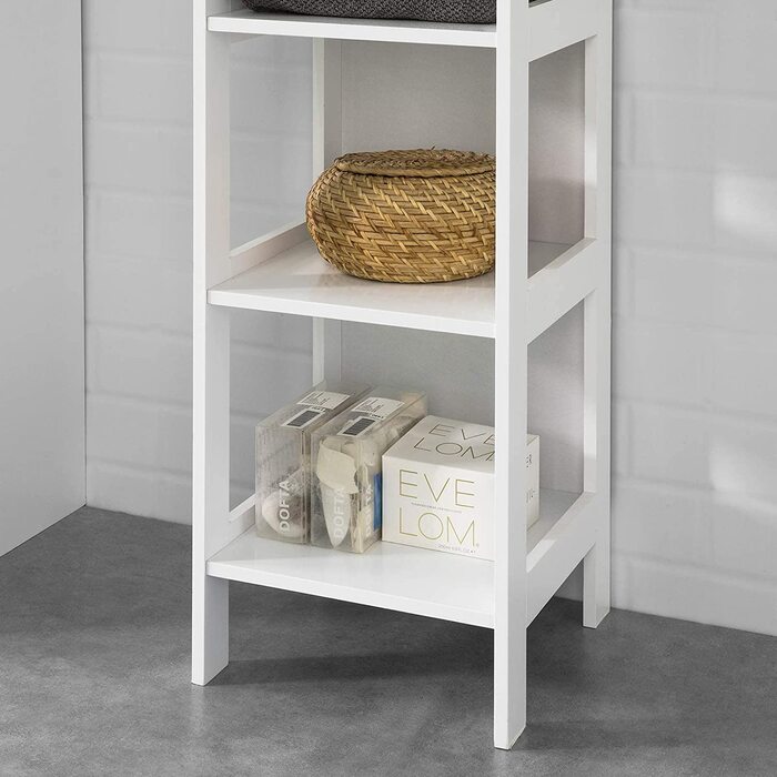 Полка для ванної кімнати SoBuy BZR14-W з 5 полицями, 30x139x30 см, білий колір