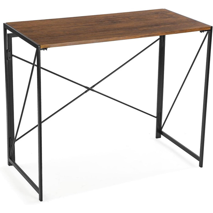 Стіл для комп'ютера Versa Jack, робочий стіл, компактний, складаний, 74x45x90 см, дерево та метал, коричневий/темно-коричневий