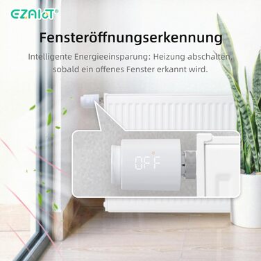 Розумний термостат на радіатор Wi-Fi Tuya EZ-TRV702W з програмуванням, датчиком температури та керуванням через додаток