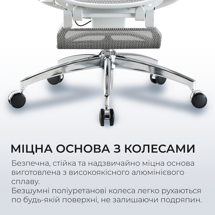 Крісло офісне з підставкою для ніг Sihoo DORO C300 Pro Mesh White with footrest
