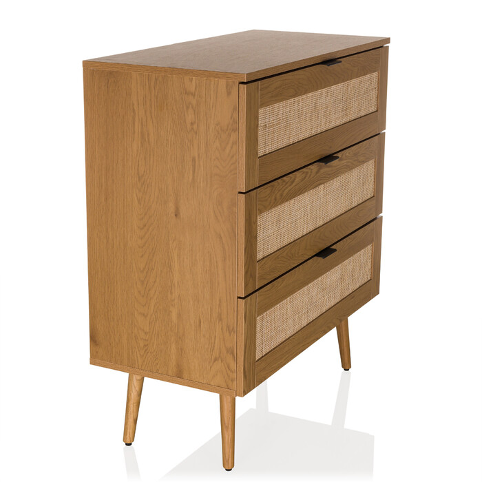 Комод BOHEO K 80x40x91 см 3 шухляди ротанг плетений дуб hjh LIVING