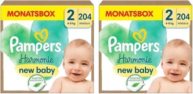 Дитячі підгузки Pampers Harmonie розмір 1 (2-5 кг), гіпоалергенні, на рослинній основі, 180 шт.