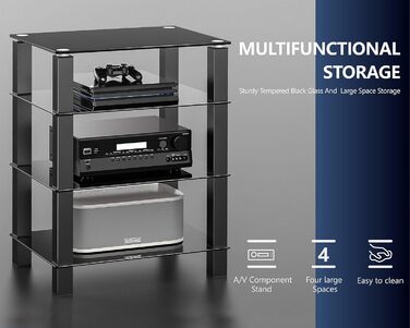 Стійка для телевізора FITUEYES, HiFi тумба, аудіо шафа, скло та алюміній, 600x455x770 мм