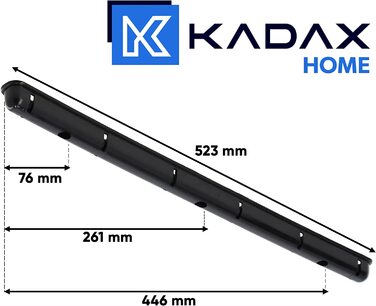 Стельова сушарка для білизни KADAX, 6 перекладин, настінна, сталеві перекладини з поліетиленовим покриттям, вантажопідйомність 12 кг, чорна
