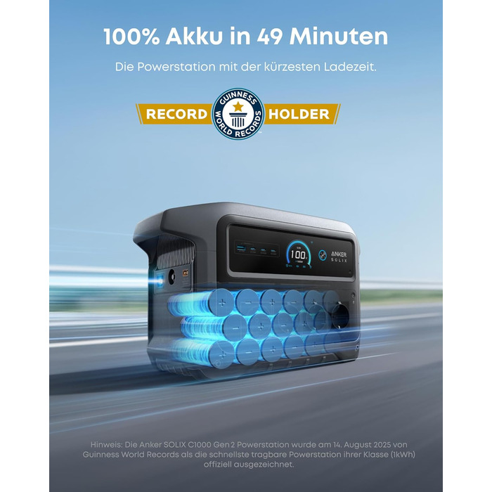 Портативна електростанція Anker SOLIX C1000 Gen 2, сонячний генератор 2000Вт, LiFePO₄ акумулятор 1024Вт·год, швидка зарядка за 49 хв, для кемпінгу та резервного живлення (+ 100W панель)