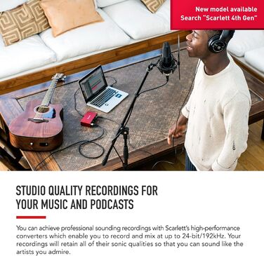 Focusrite Scarlett Solo 3rd Gen USB Аудіоінтерфейс для гітаристів, вокалістів та музикантів - Bundle
