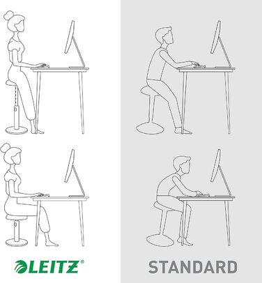 Ергономічний стілець Leitz Active Ergo Cosy, регульований по висоті 46-79 см, сірий, офісний стілець-стілець для сидіння і стояння, 65180089